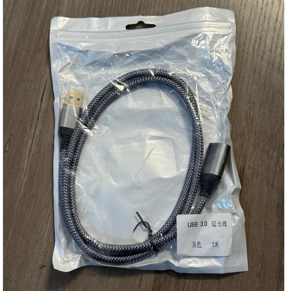 HCTian USB 3.0 Extension Cable 1M Braided Nylon Male to Female Grey